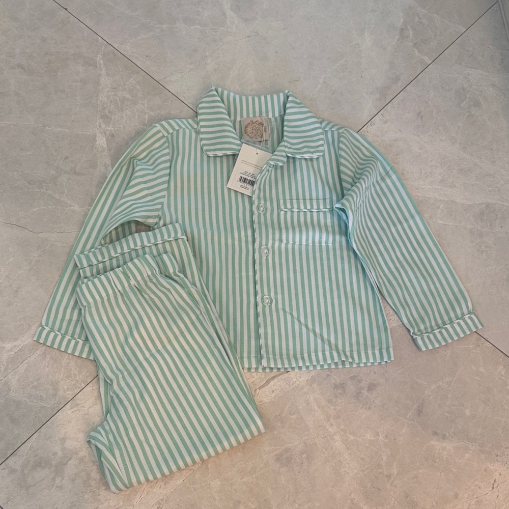 Striped Kids Pajamas - Green